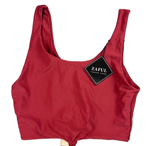 Zaful Forever Young Red Crop Top Knot Sleeveless Size Medium - Picture 1 of 5